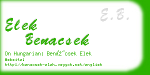 elek benacsek business card